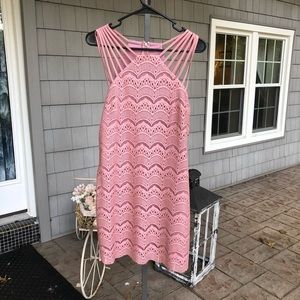 Pink lace cocktail dress